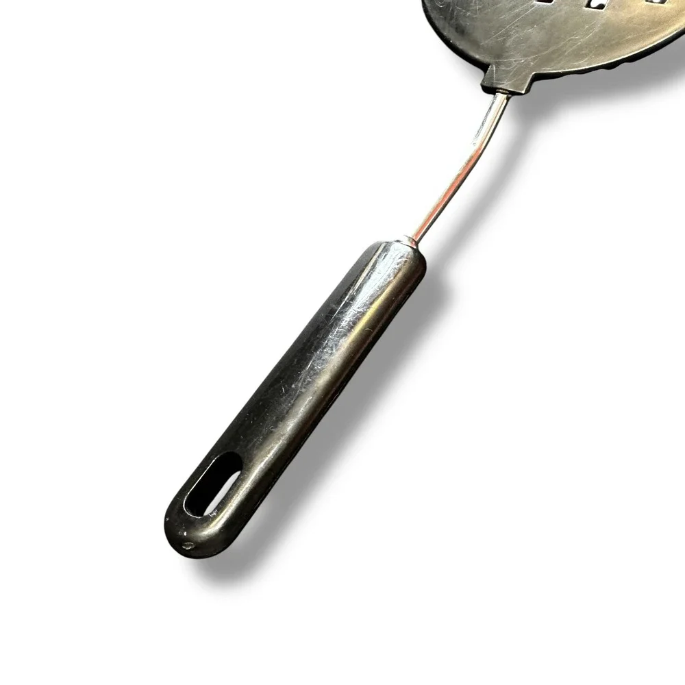 VTG Slotted Spatula Stainless Steel Plastic Turner Black Handle Round 11 Inch‎